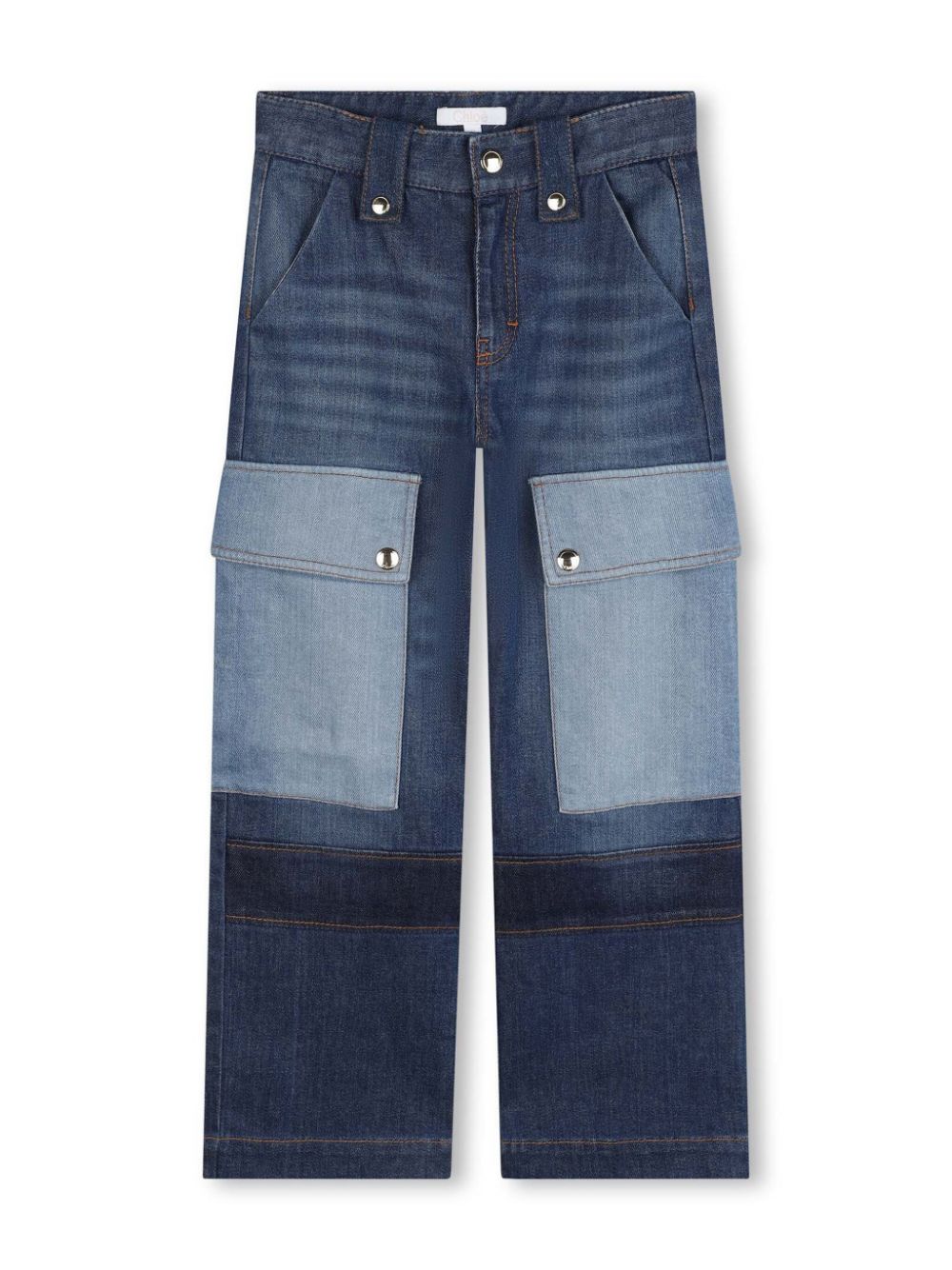 Patchwork cargo jeans - Blue