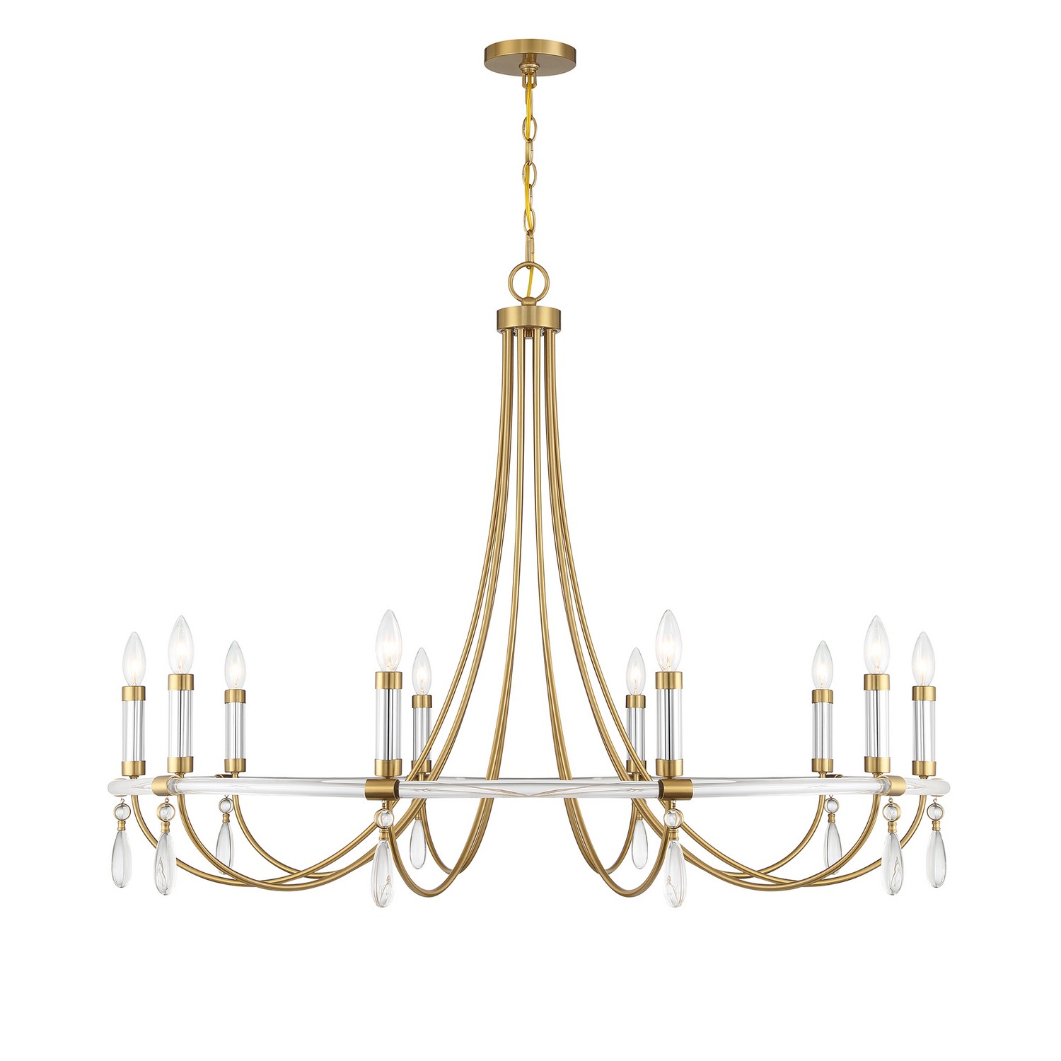 Mayfair 10-Light Chandelier in Warm Brass and Chrome