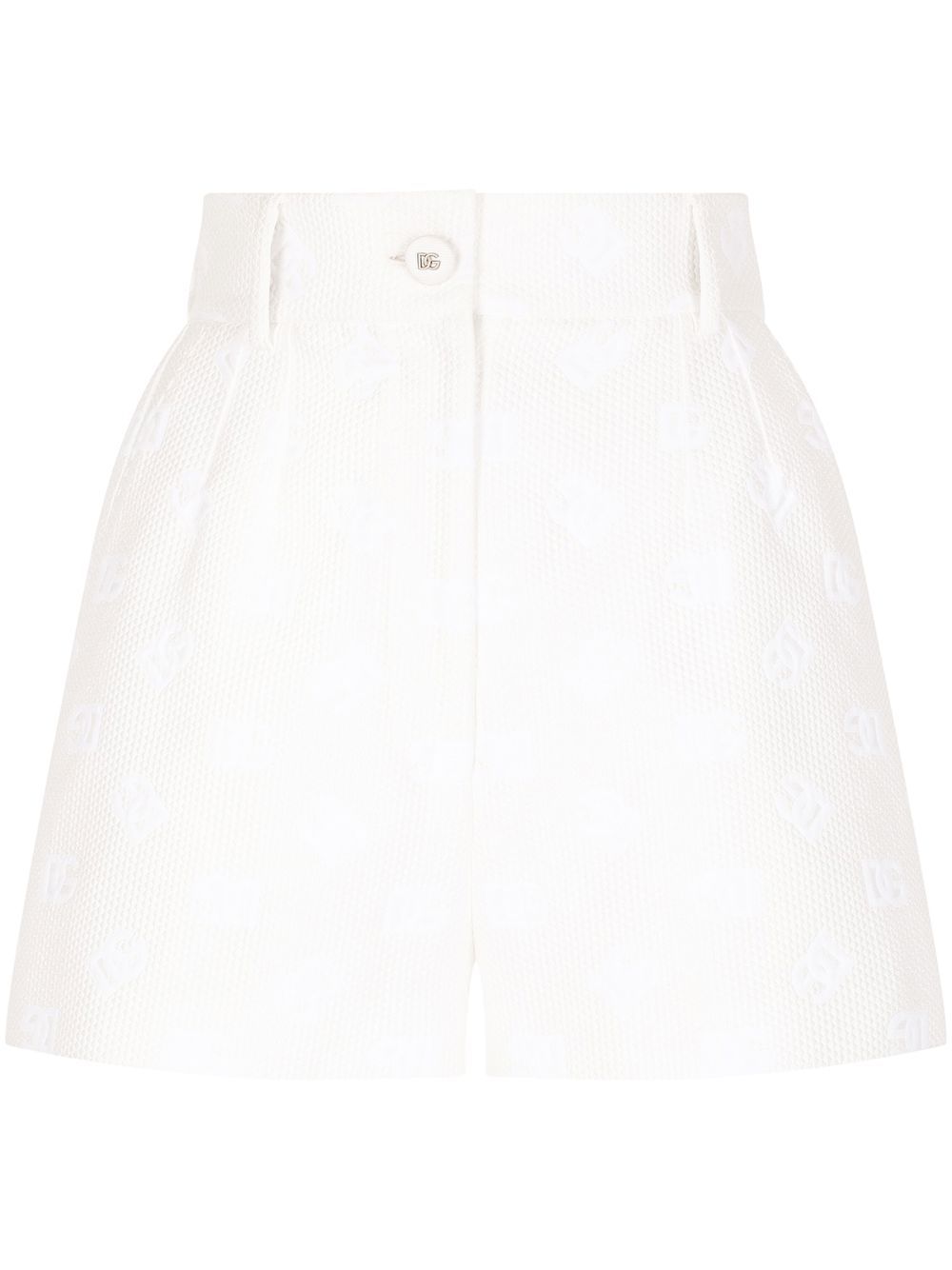 Logo jacquard high-waisted shorts - White