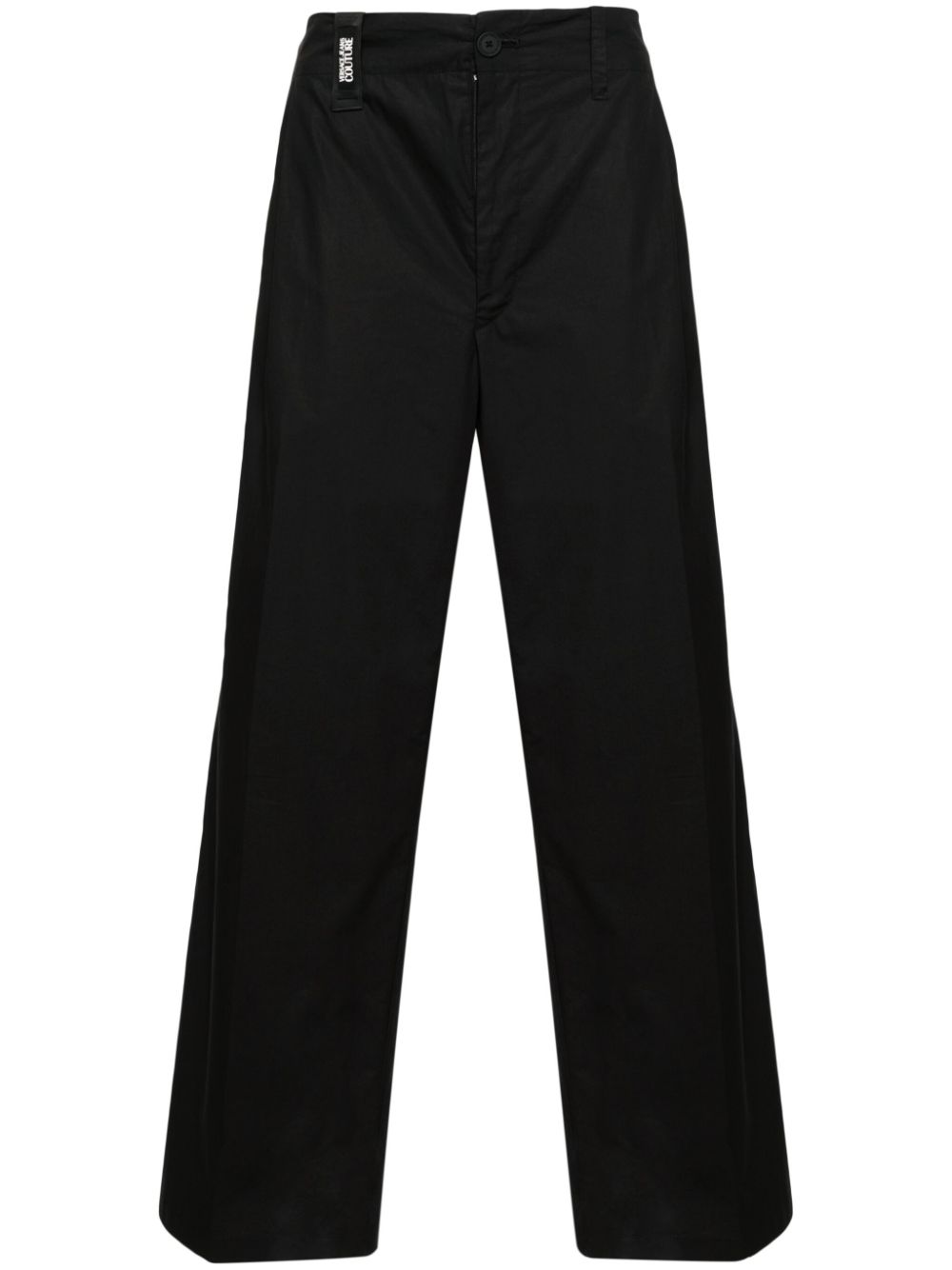 Mid-rise wide-leg cropped trousers - Black