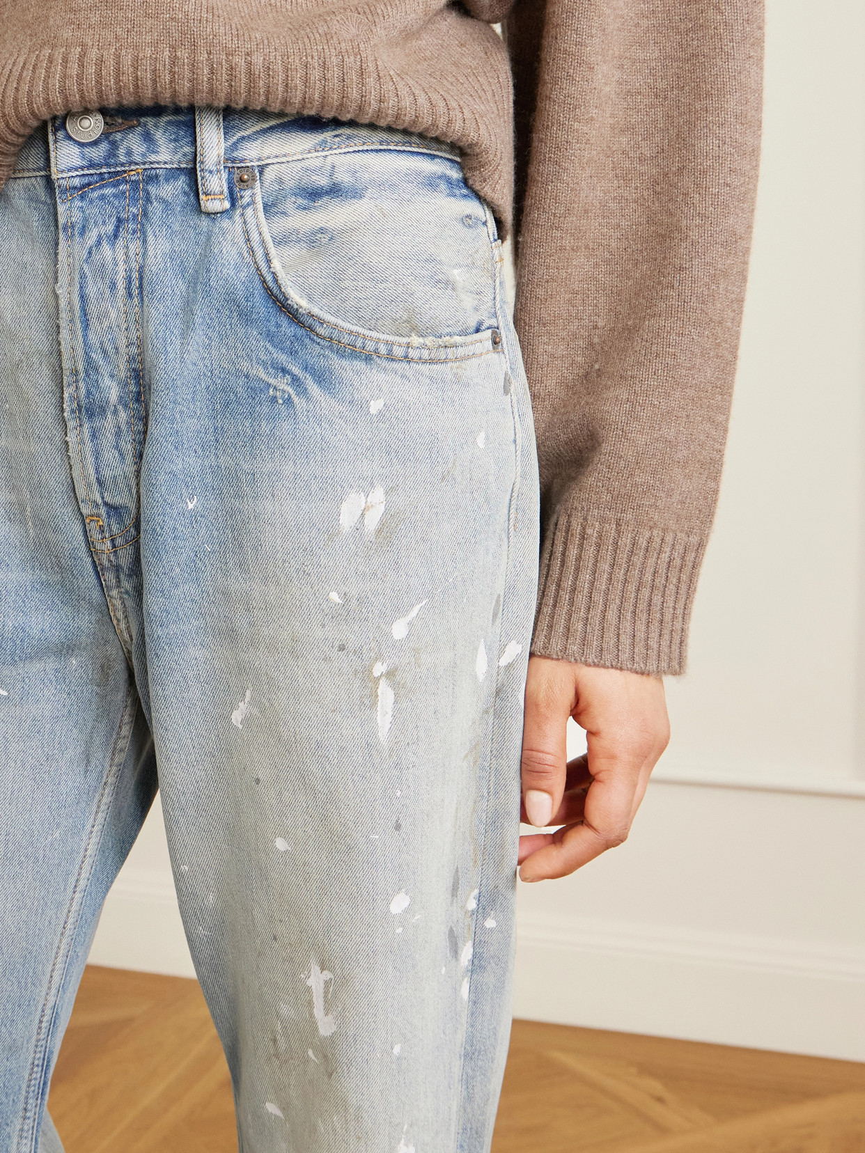 2021 Distressed Mid-rise Straight-leg Jeans - Blue