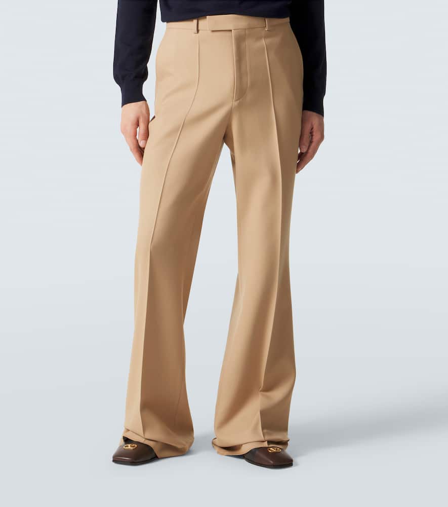 Virgin wool gabardine flared pants