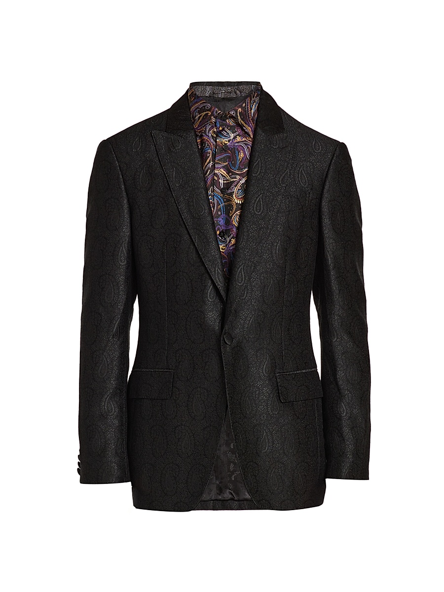 Men's Fuji All-Over Paisley Evening Jacket - Black