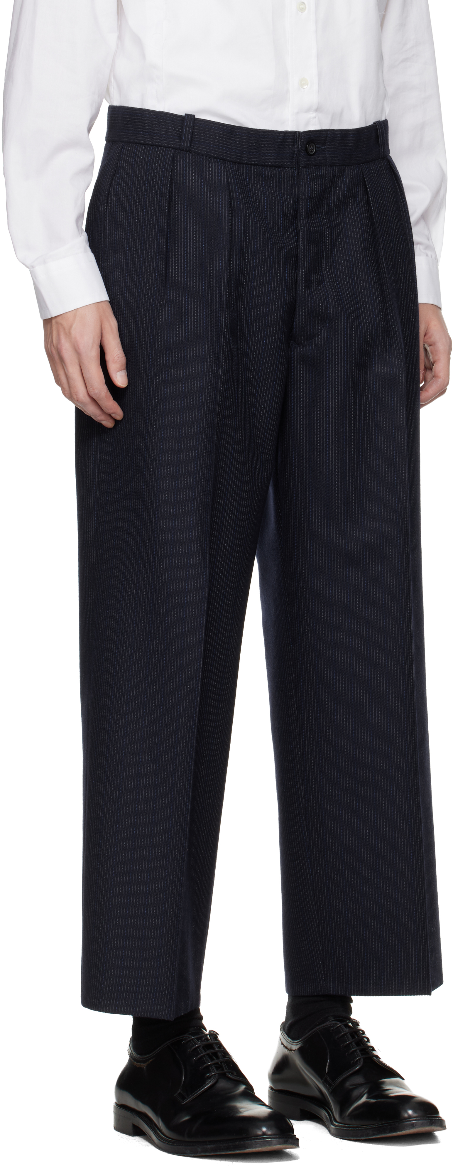 Navy Striped Trousers