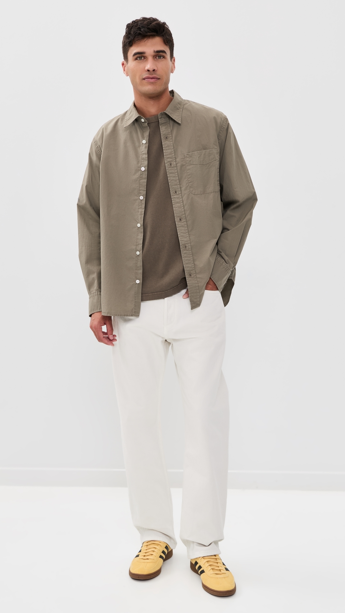 Long Sleeve Poplin Shirt Dark Driftwood