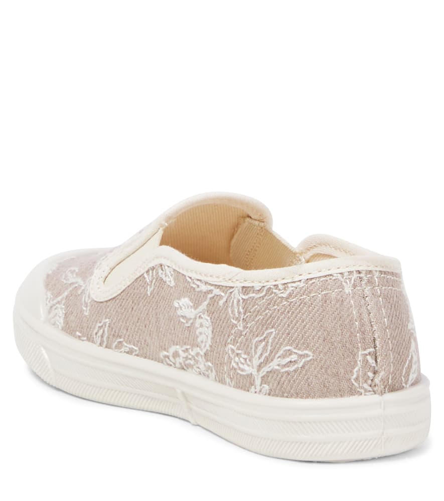 PèPè Floral embroidered denim slip-on sneakers