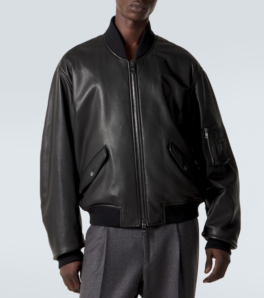 Leather bomber jacket