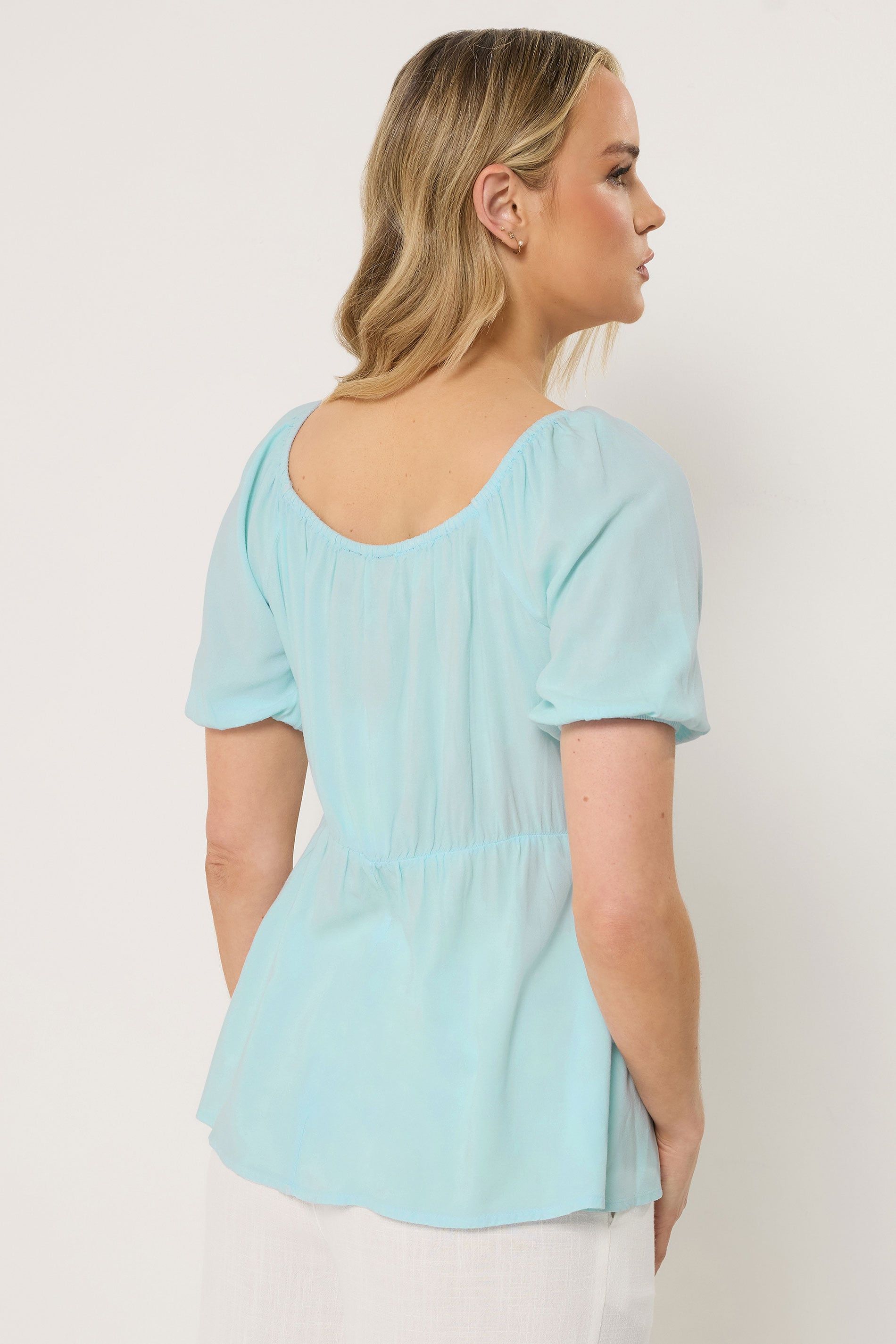 Long Tall Sally Women's Tall Square Neck Blouse in Light Blue