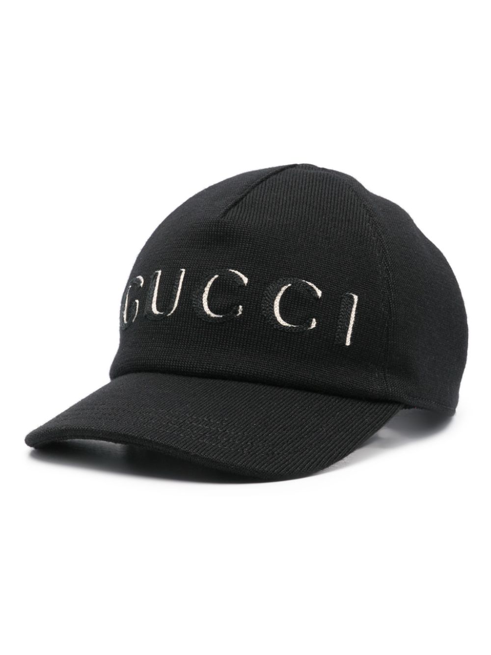 Embroidered wool baseball cap - Black