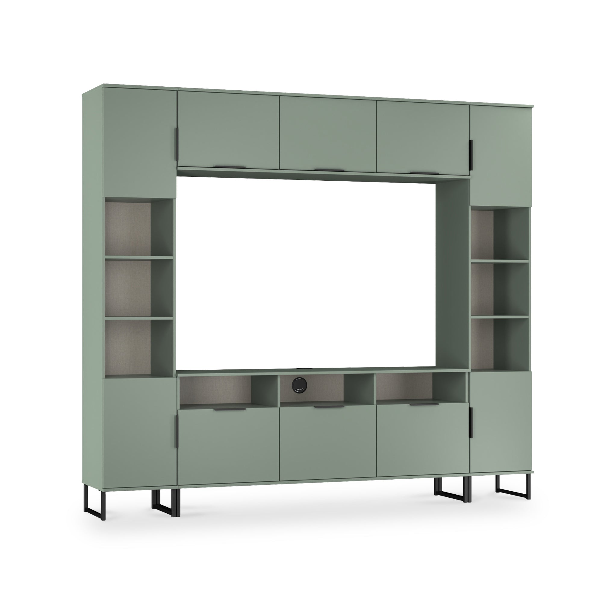 Ashbourne Media Wall TV Unit with Overhead Storage | 9 Colours / Reed Green