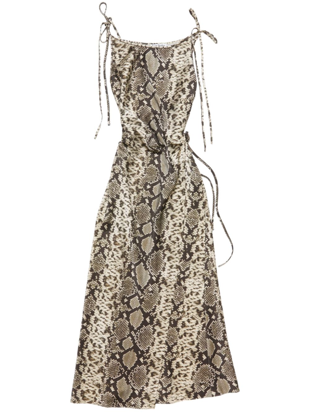 Snakeskin Print Dress — Brown