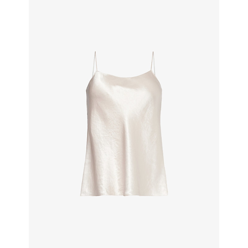 Womens Champagne Scoop-neck Satin Camisole top XS