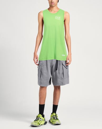 Ea7 Man Tank top Lime green Size M Polyester, Polyamide