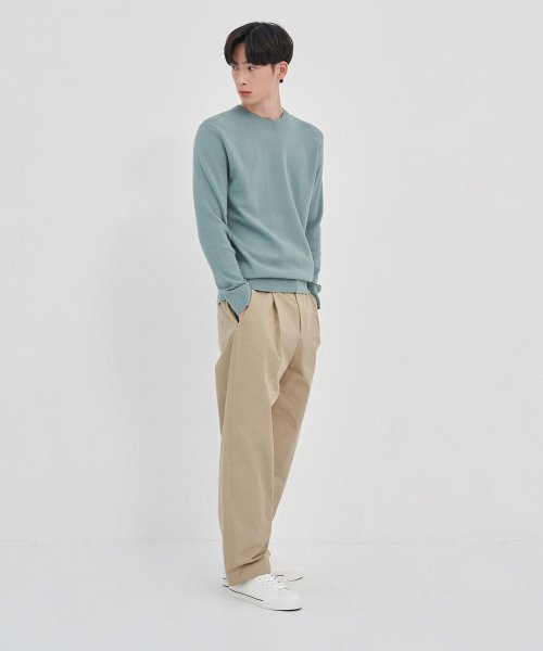 UNI Supima Semi-Oversized Round Neck Knit Mint LWKT2101