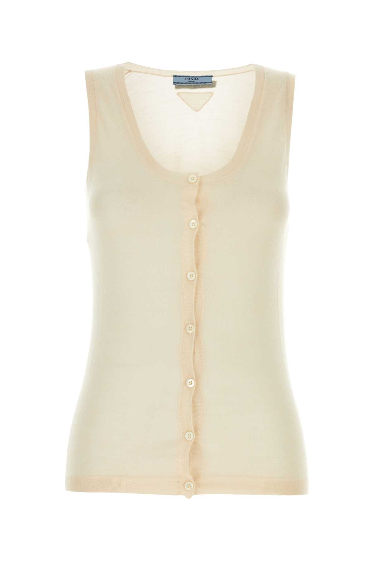 Cashmere-Silk Blend Vest — Beige
