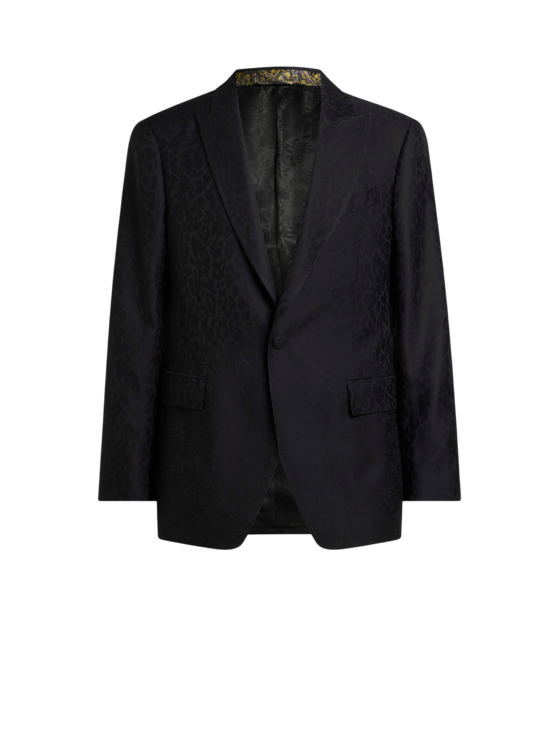 Single-breasted Jacket In Wool- And Cotton-blend Jacquard Fabric With Animal Motif