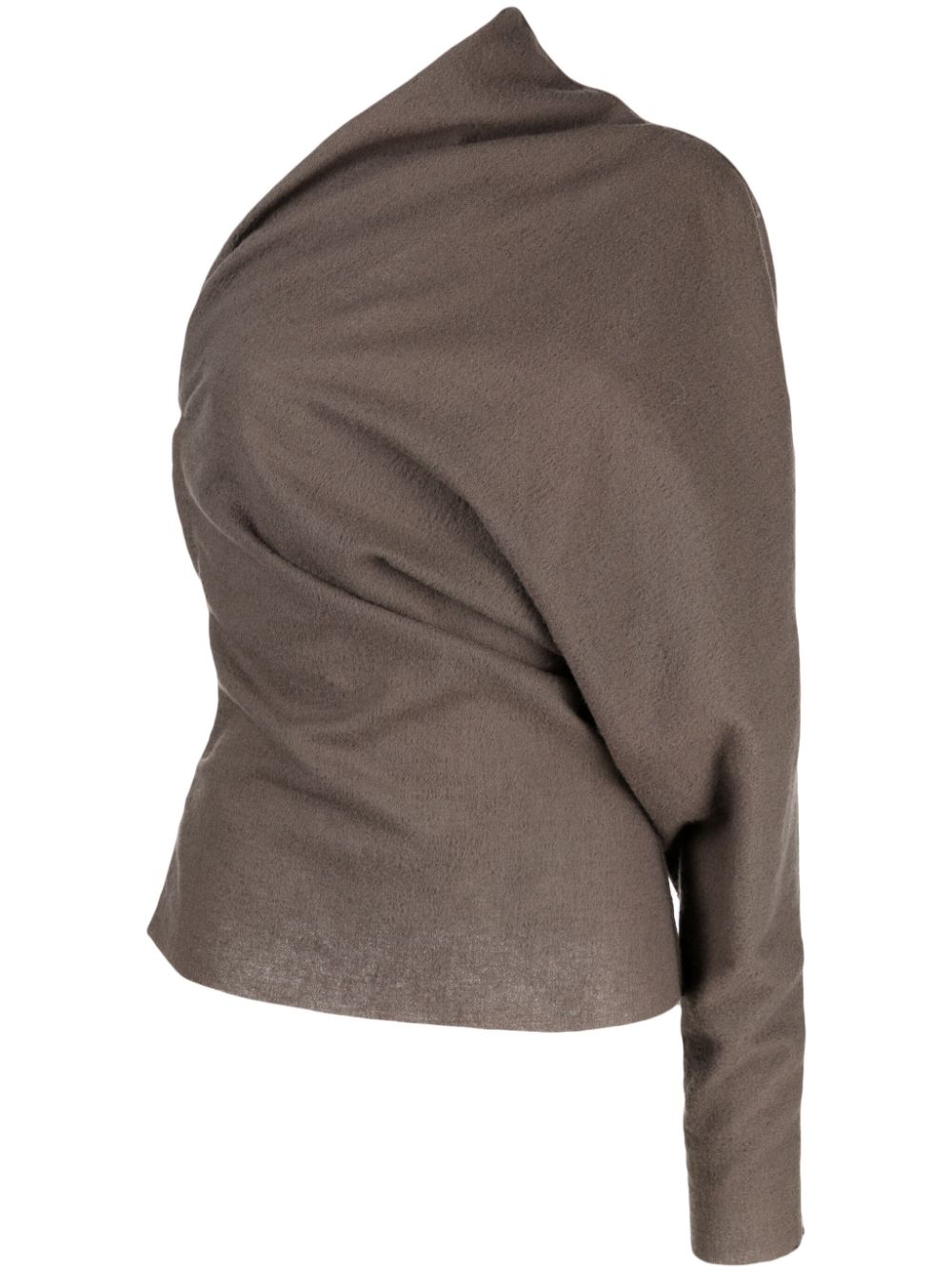 One-sleeve virgin wool top - Black