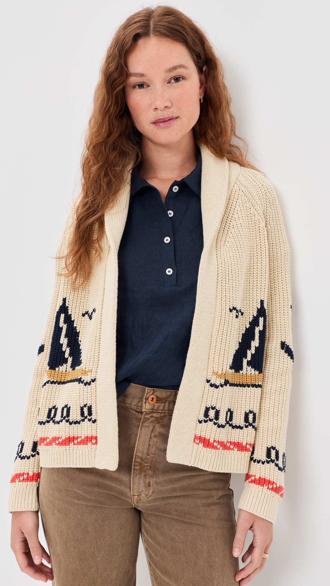 The Sailboat Lodge Cardigan Cream
