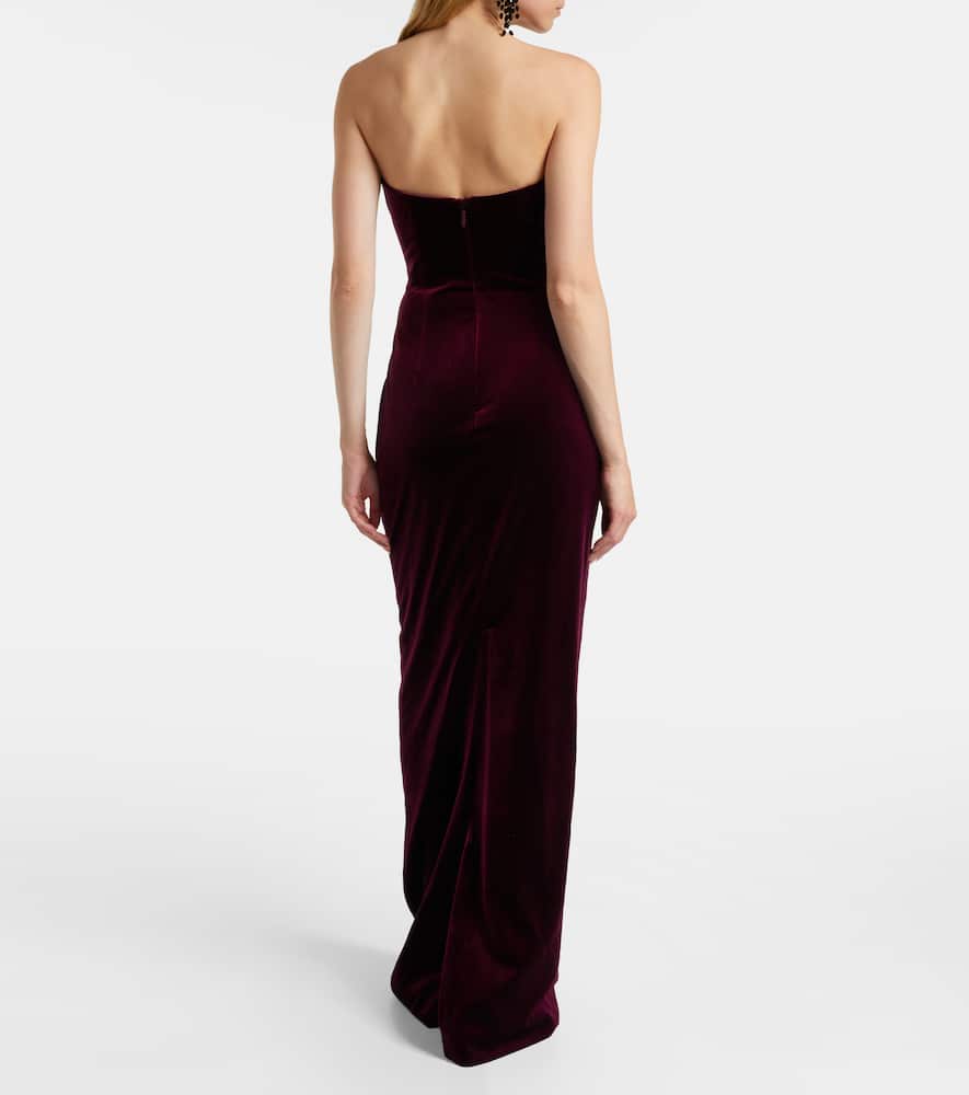 Strapless velvet gown