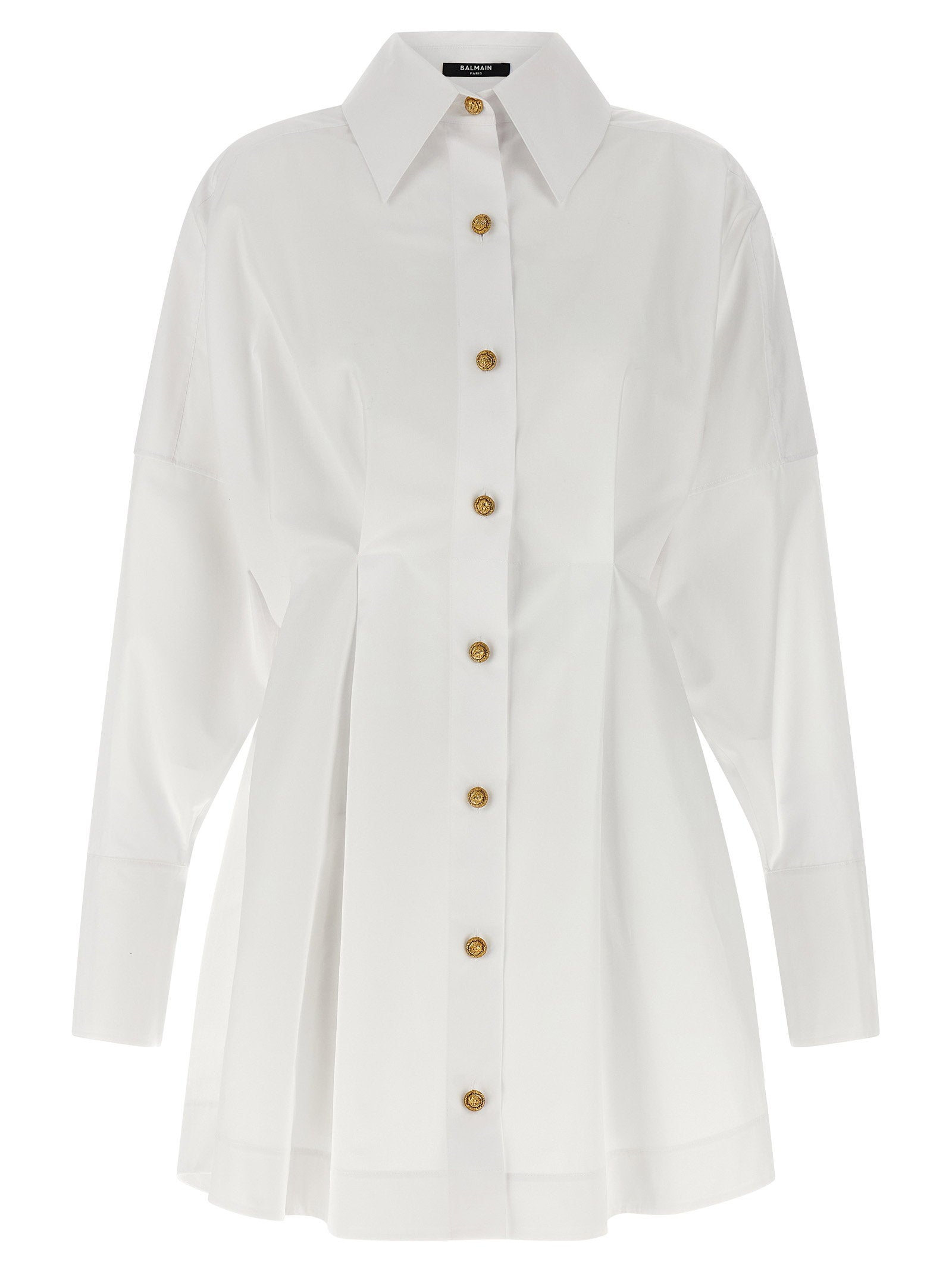 Cotton Poplin Chemisier Dress — White