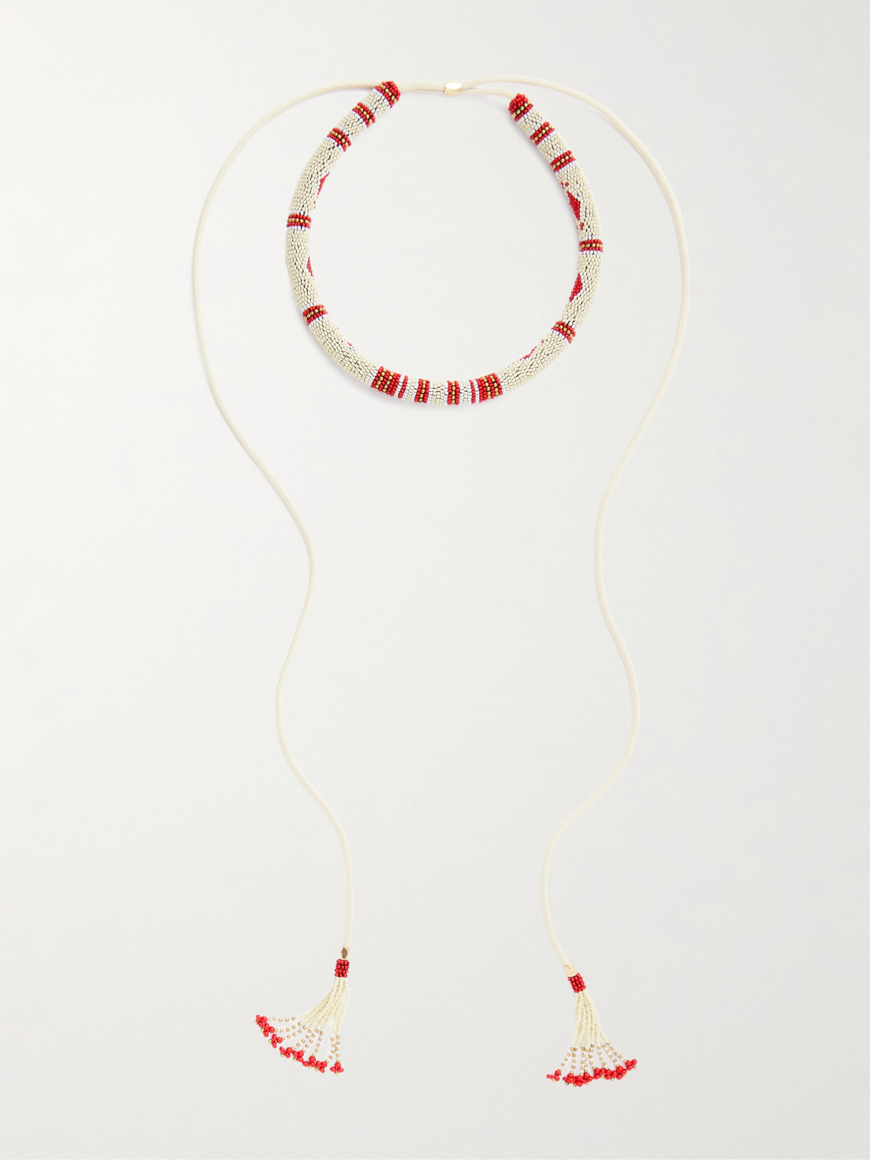 Nina Beaded Glass And Cord Necklace - White
