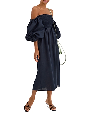 Atlanta Smocked Off-the-Shoulder Midi Dress