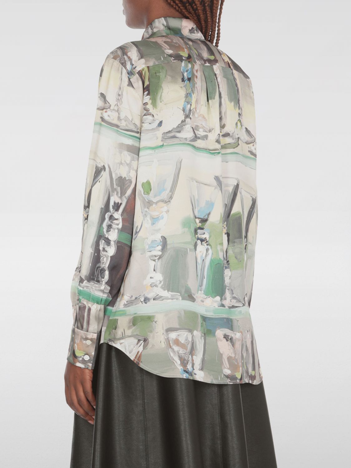 Painterly-print long-sleeve shirt - Green