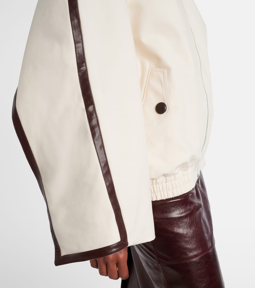 Leather-trimmed cotton jacket