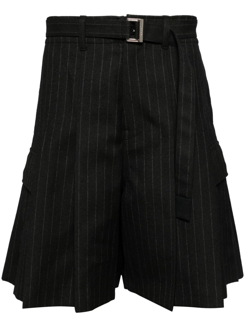 Striped Pleated Bermuda Shorts