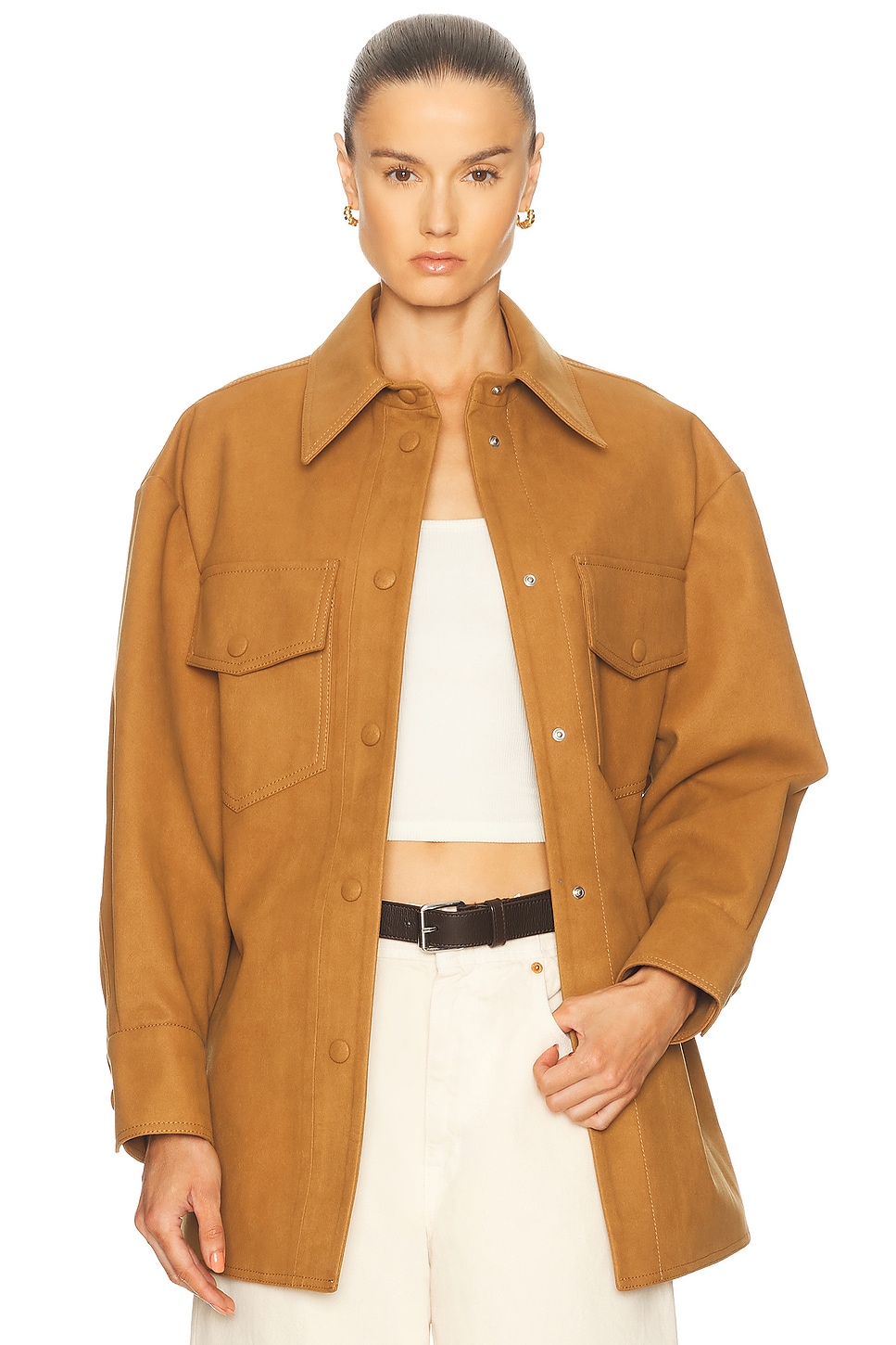 Stella McCartney Suede Overshirt in Wallnut - Brown.  38 also in