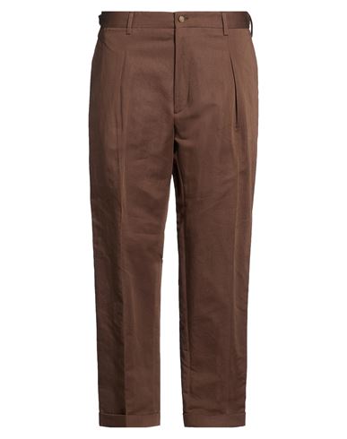 Man Pants Brown Size 42 Cotton, Linen