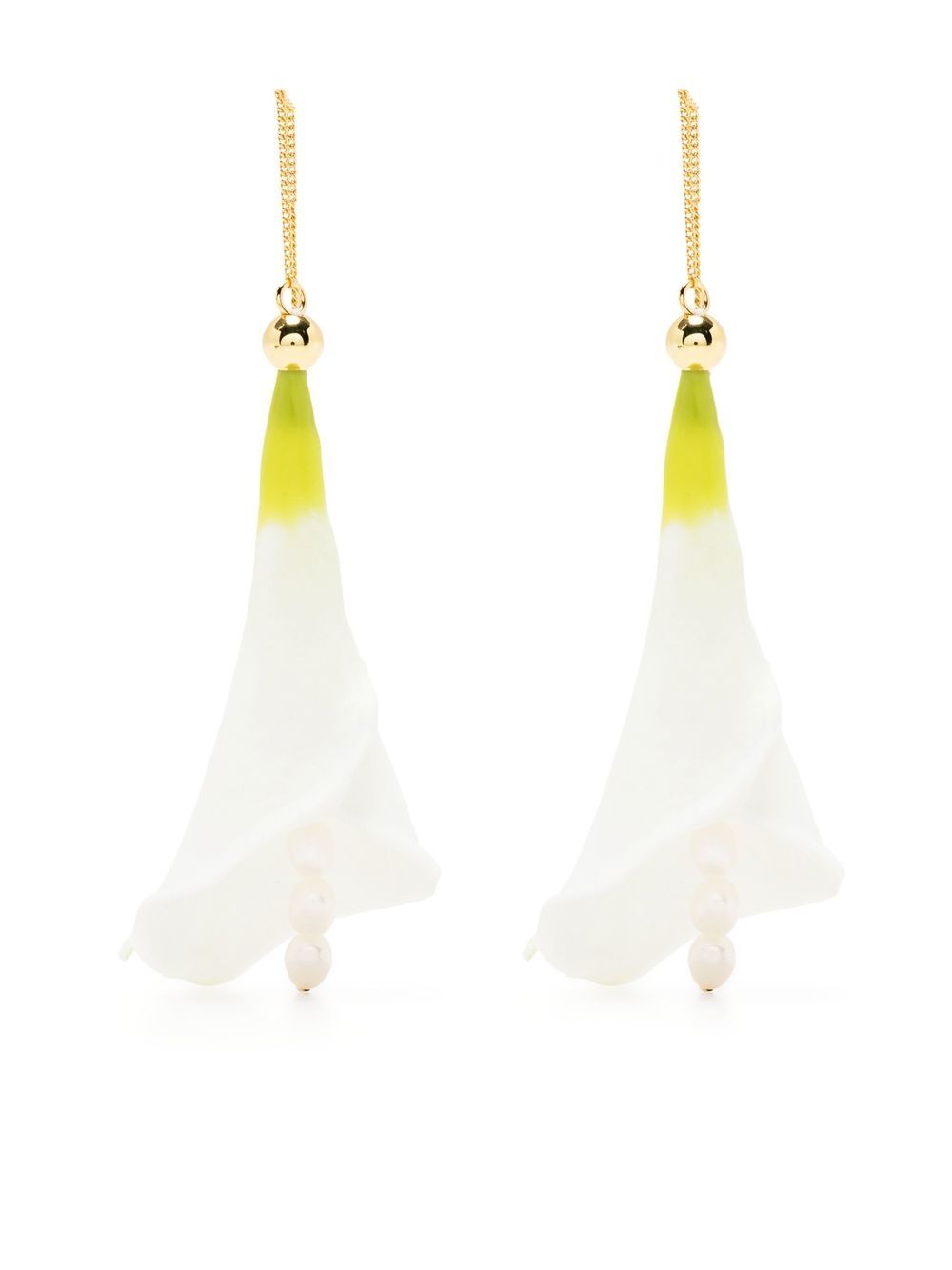 Flower-drop earrings - White