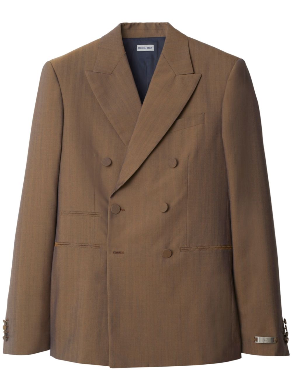 Double-breasted wool blazer - Brown
