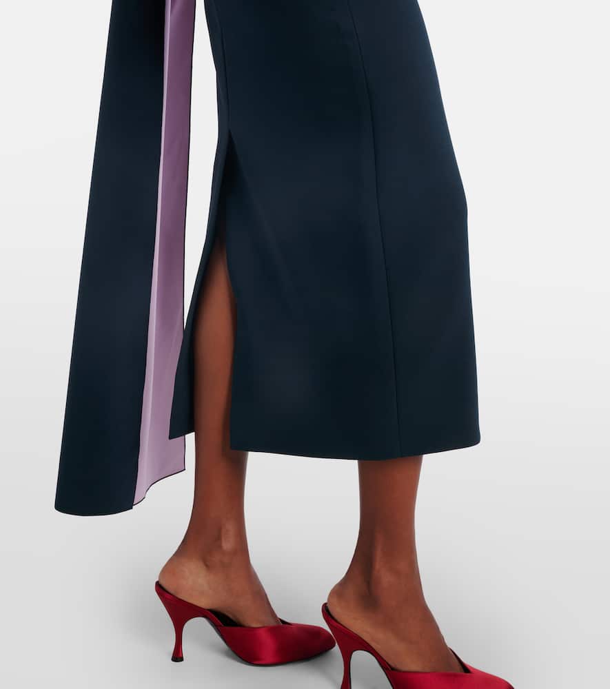 Maite caped off-shoulder midi dress
