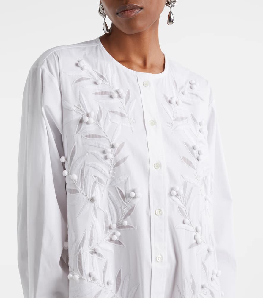 Embroidered cotton-blend gown