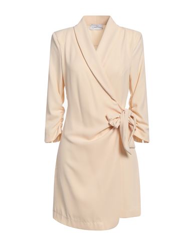 Woman Mini dress Cream Size 6 Polyester, Elastane