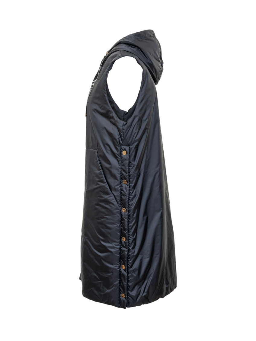 Blue Solid Hood Jacket