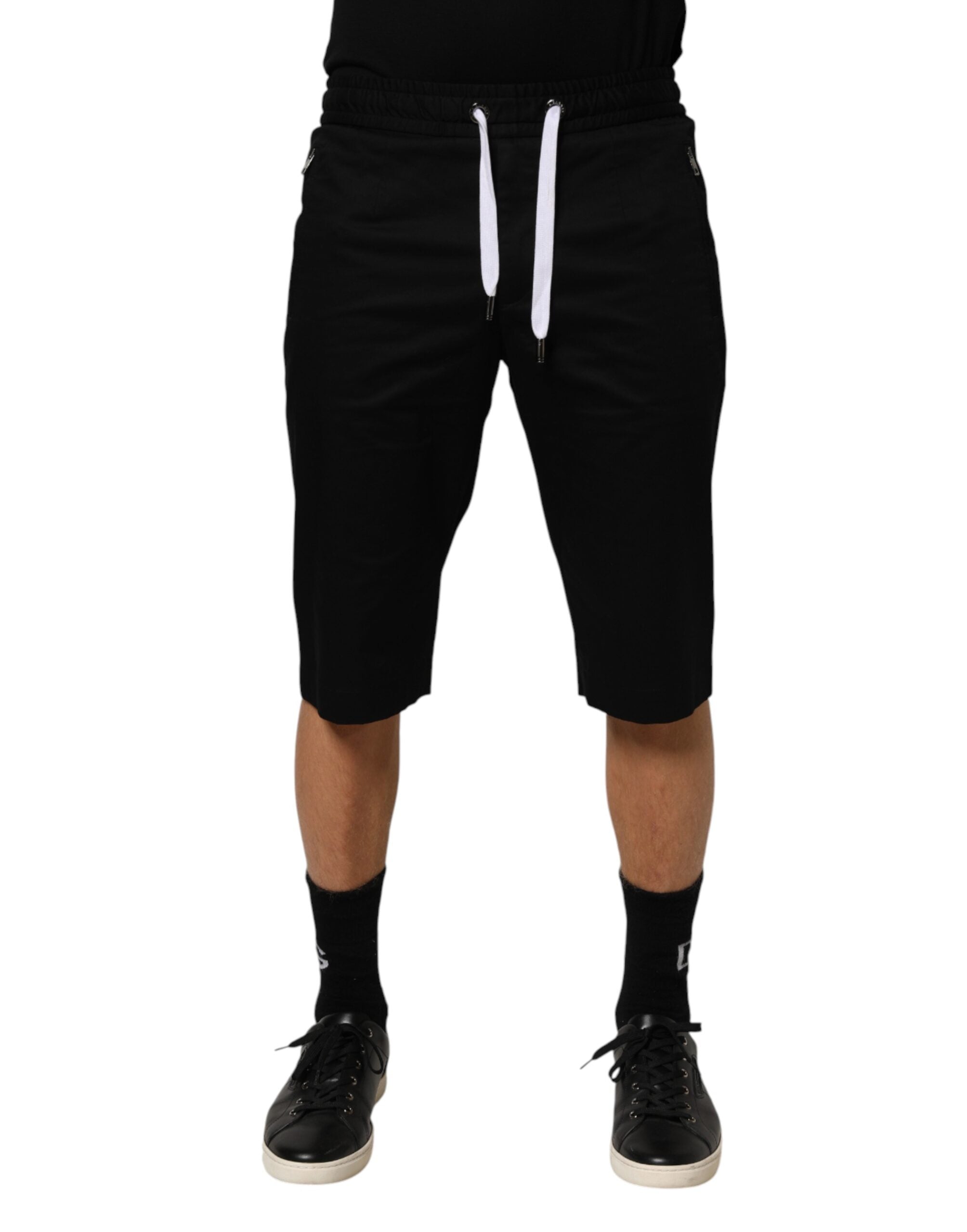 Stretch Cotton Bermuda Shorts — Black