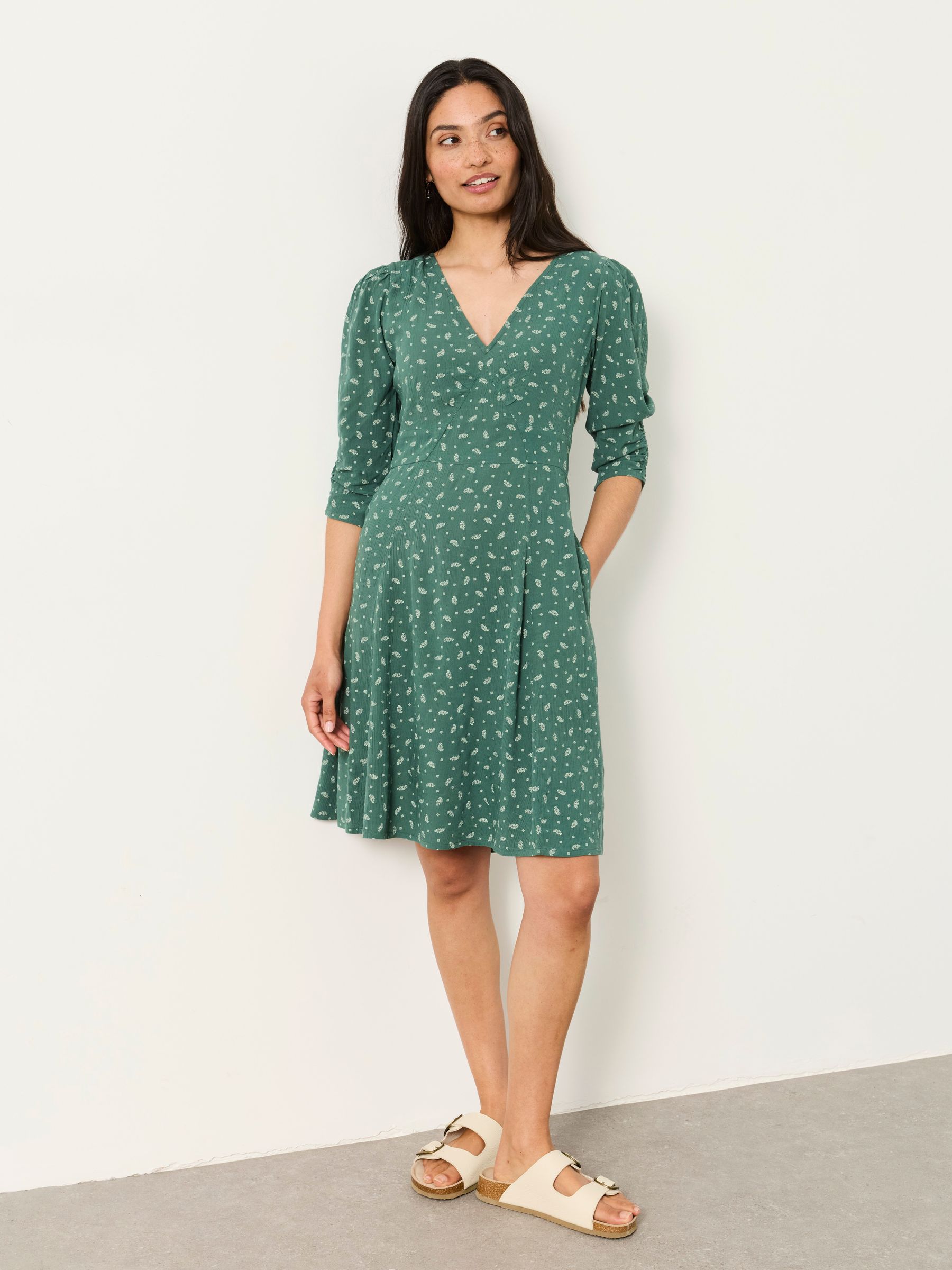 FatFace Green Paisley Regular Anya Mini Dress