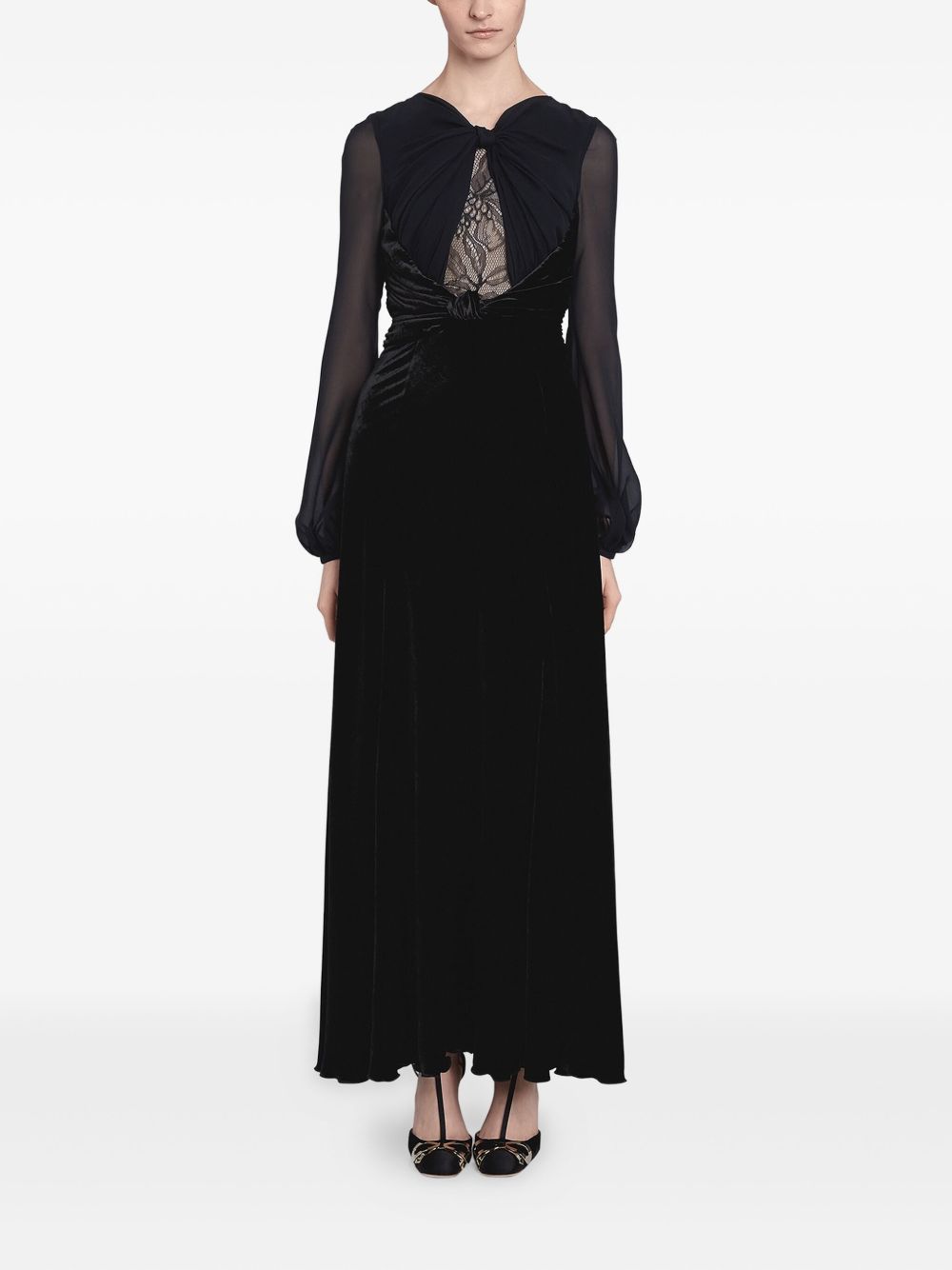 Lace-insert dress - Black