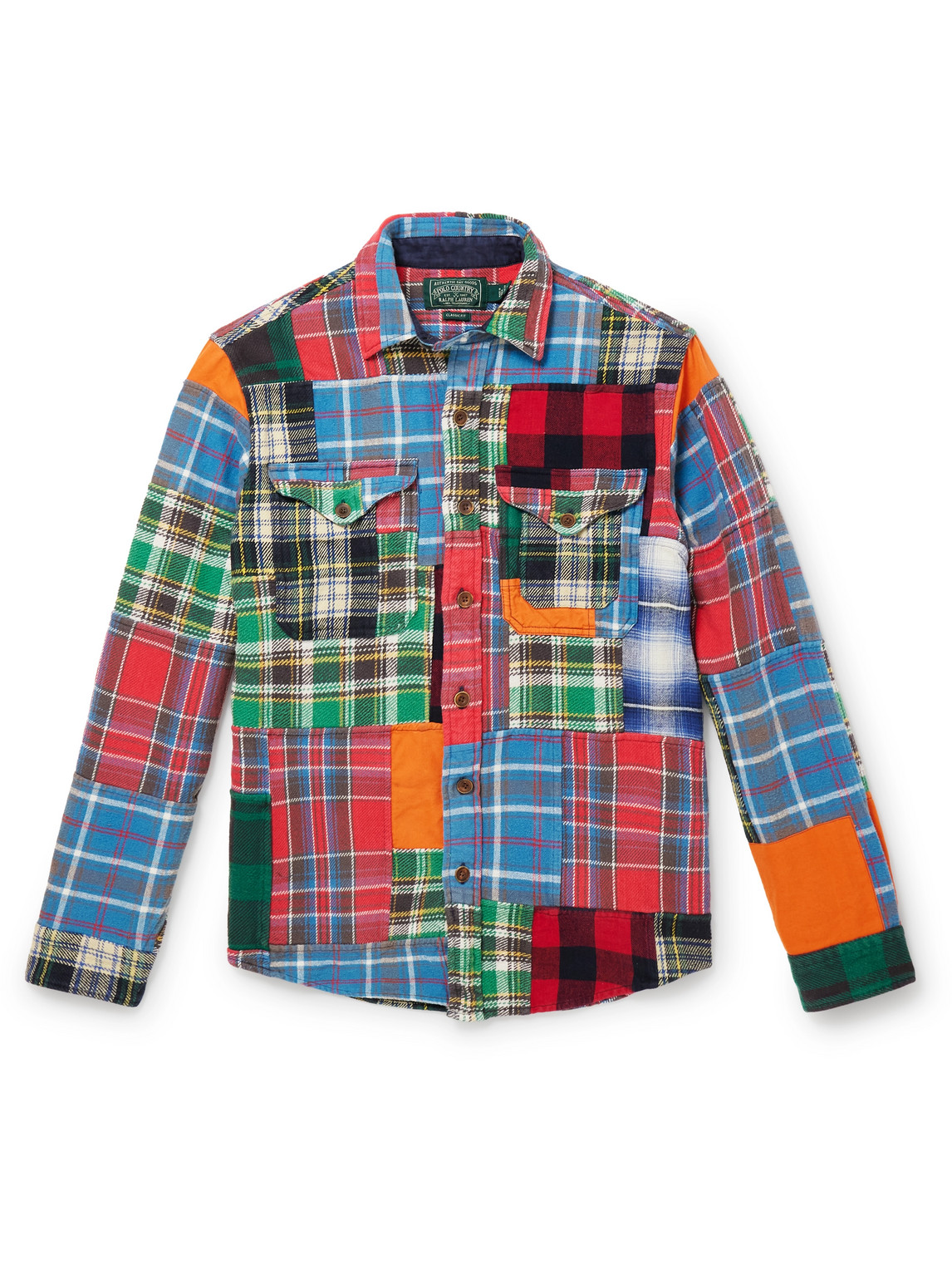 Checked Patchwork Cotton-Flannel Shirt