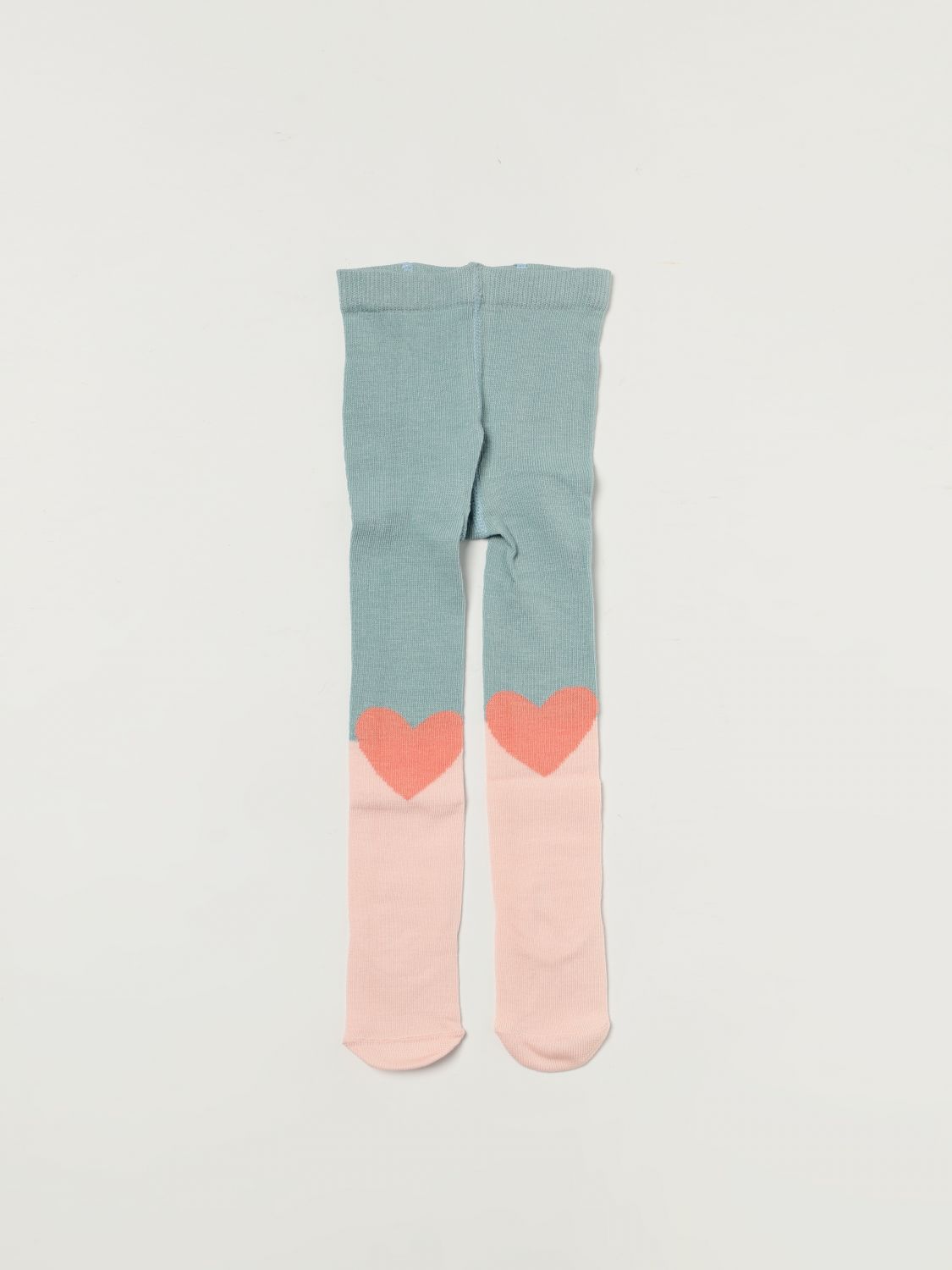 Heart-motif colour-blocked tights - Pink