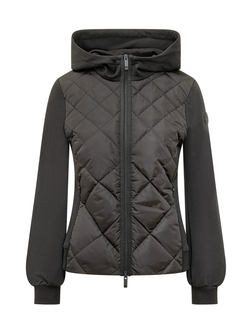 Black Quilted Hood Sweatshirt
