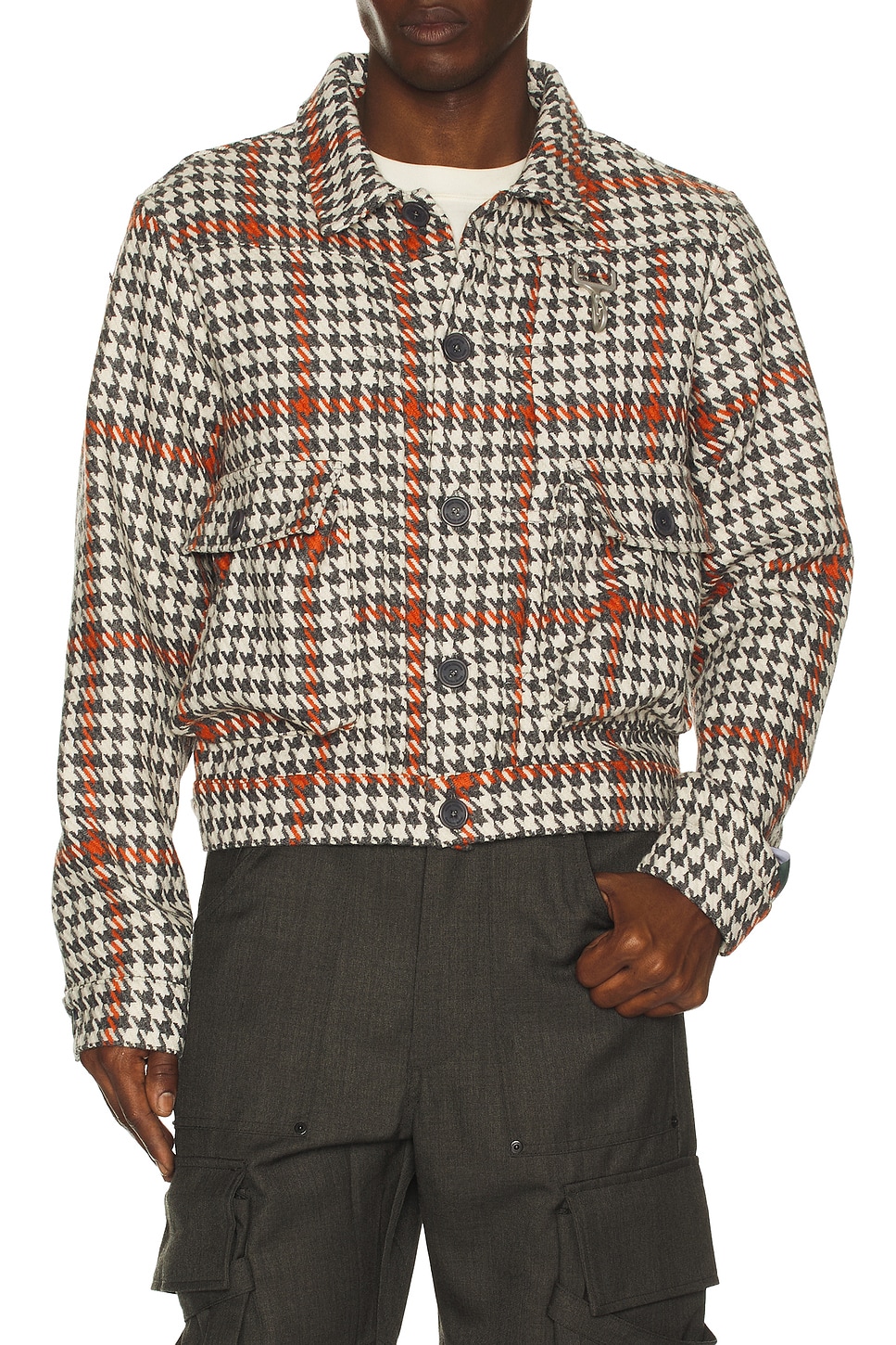 Reese Cooper Wool Houndstooth Trucker Jacket in Charcoal - Charcoal. L also in M, XL/1X