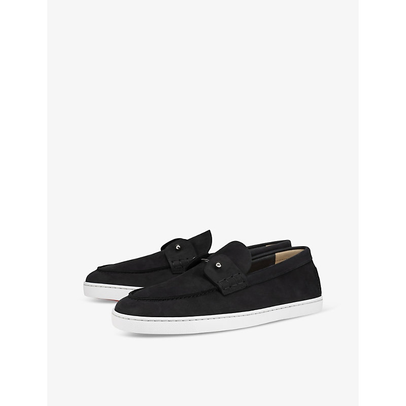 Mens Black Chambeliboat Leather Low-top Boat Shoes