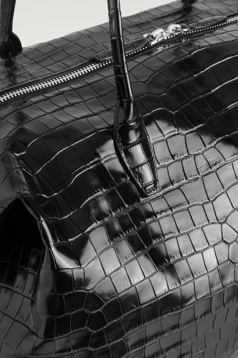 Frieze Bowling Bag - Croc-Effect Leather