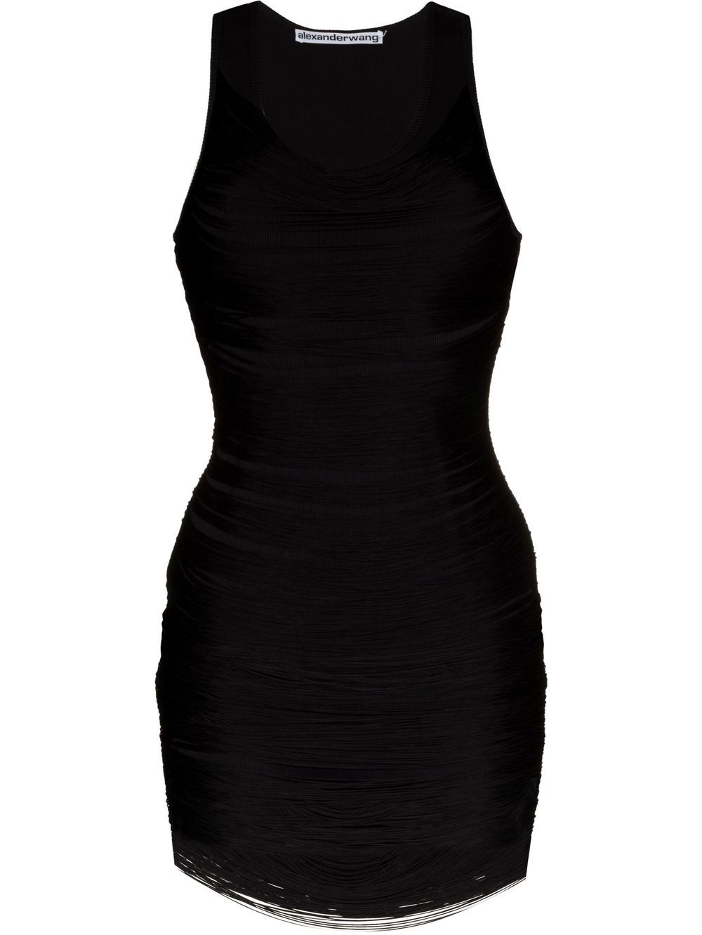 Fringed scoop-neck minidress - Black
