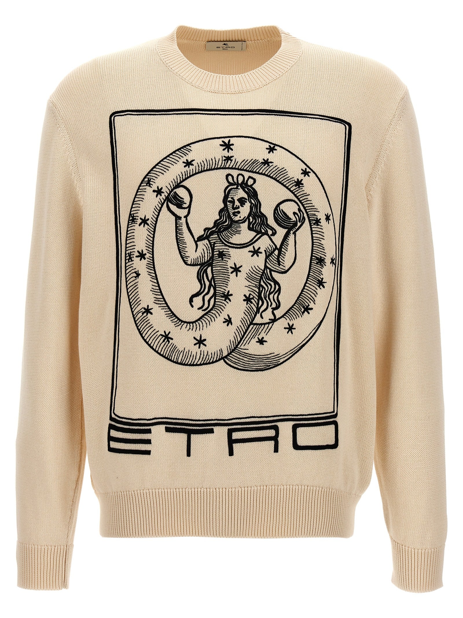 Embroidered Logo Cotton Sweatshirt — Beige