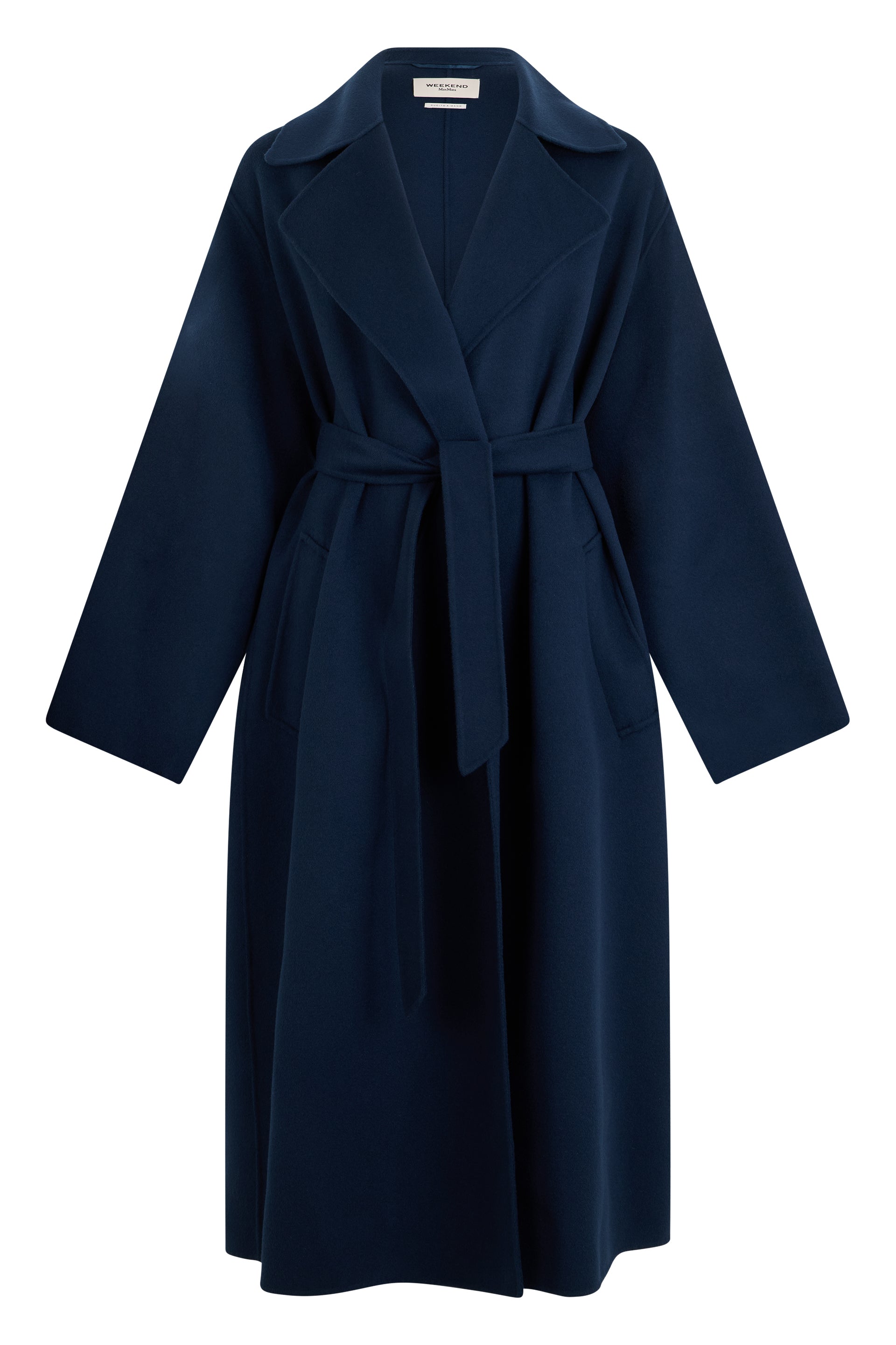 Long Virgin Wool Belted Lapel Coat