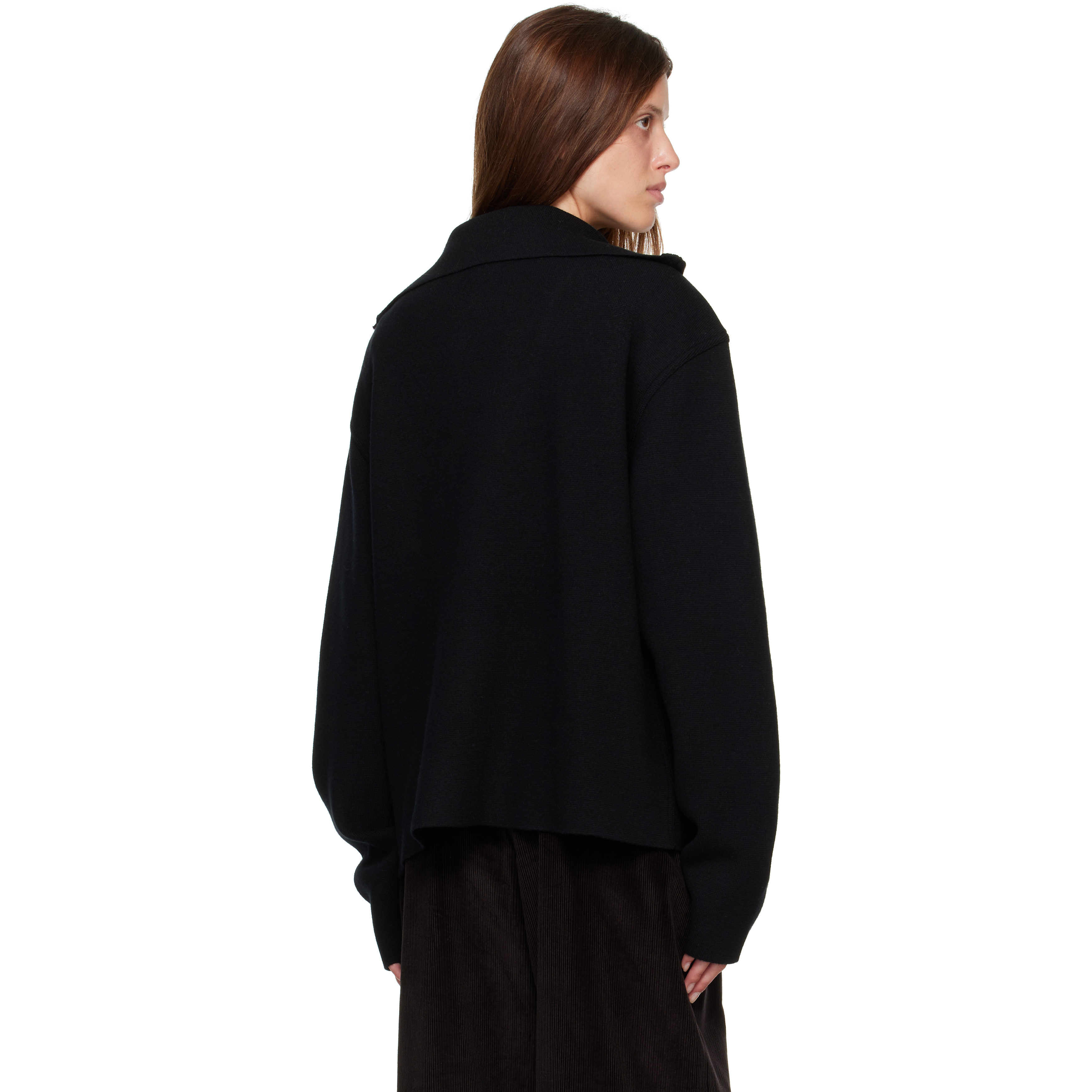 Black Paulo Wool Hairy Zip-Up Sweater